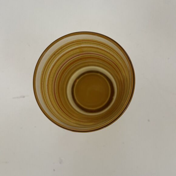 2 Vintage Striped Drinking Glasses Juice Tumblers Orange Yellow MCM 70s RETRO - Picture 3 of 7